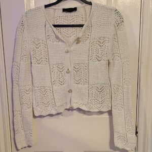 Zara White Crochet Women's Cardigan